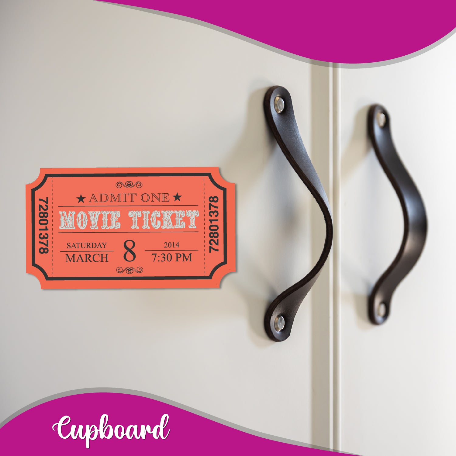 Locally crafted movie ticket fridge magnet perfect for couples