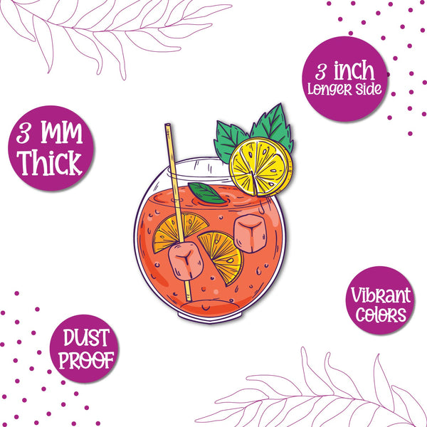 Orange Mocktail Wooden Fridge Magnet