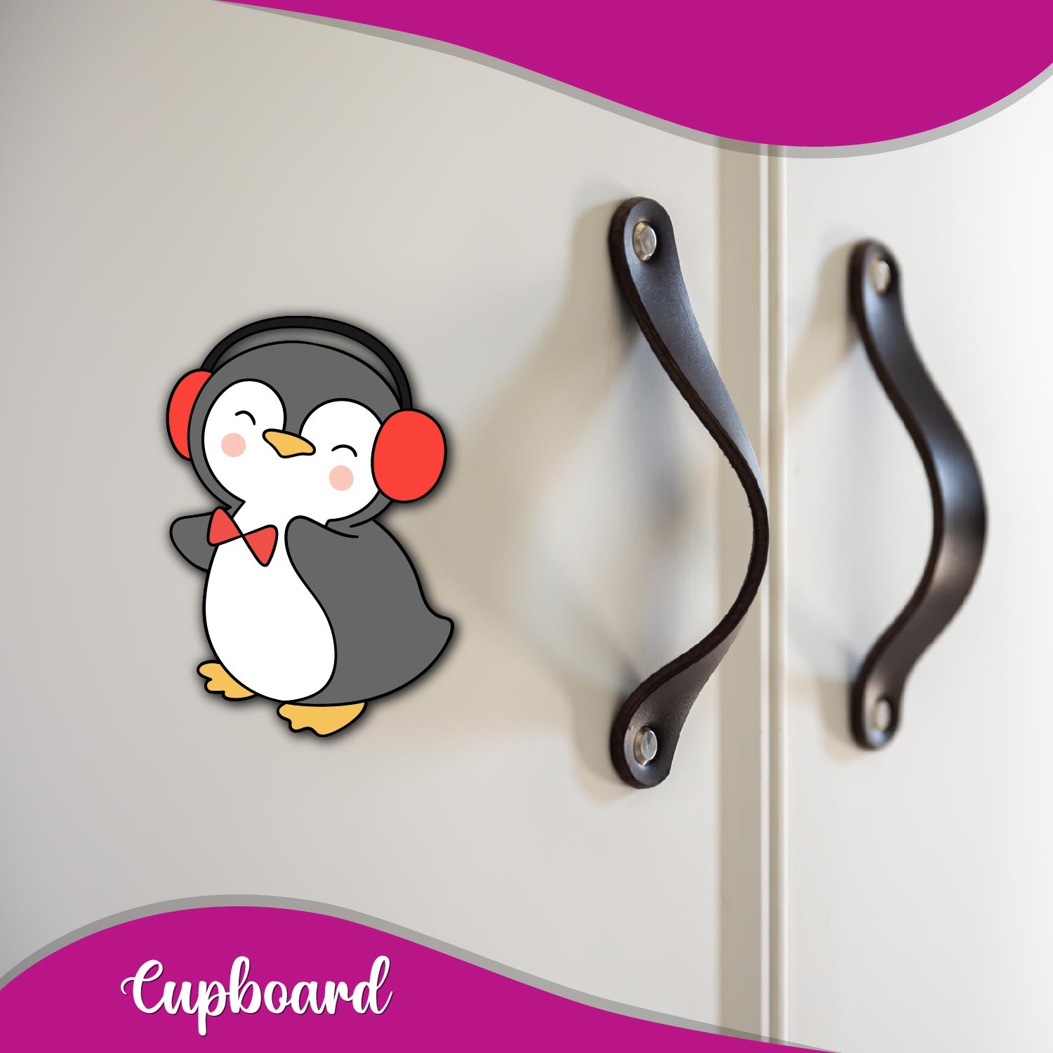 Penguin with headphone fridge magnet kitchen decor