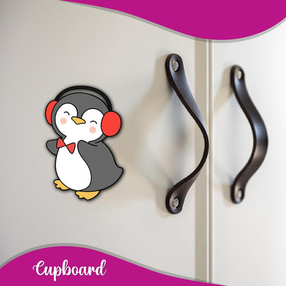 Penguin with headphone fridge magnet kitchen decor