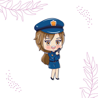 Police woman fridge magnet in uniform