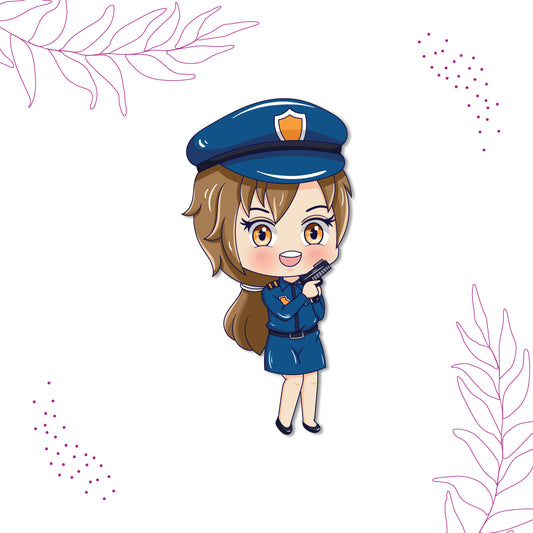 Police woman fridge magnet in uniform