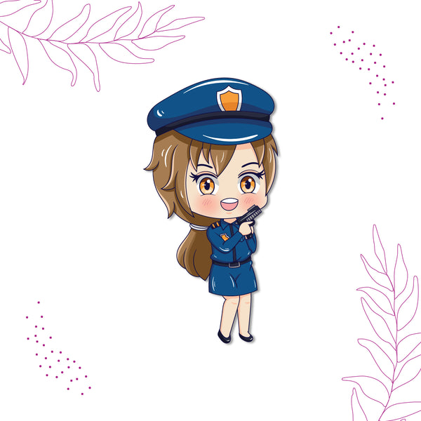 Policewoman Wooden Fridge Magnet