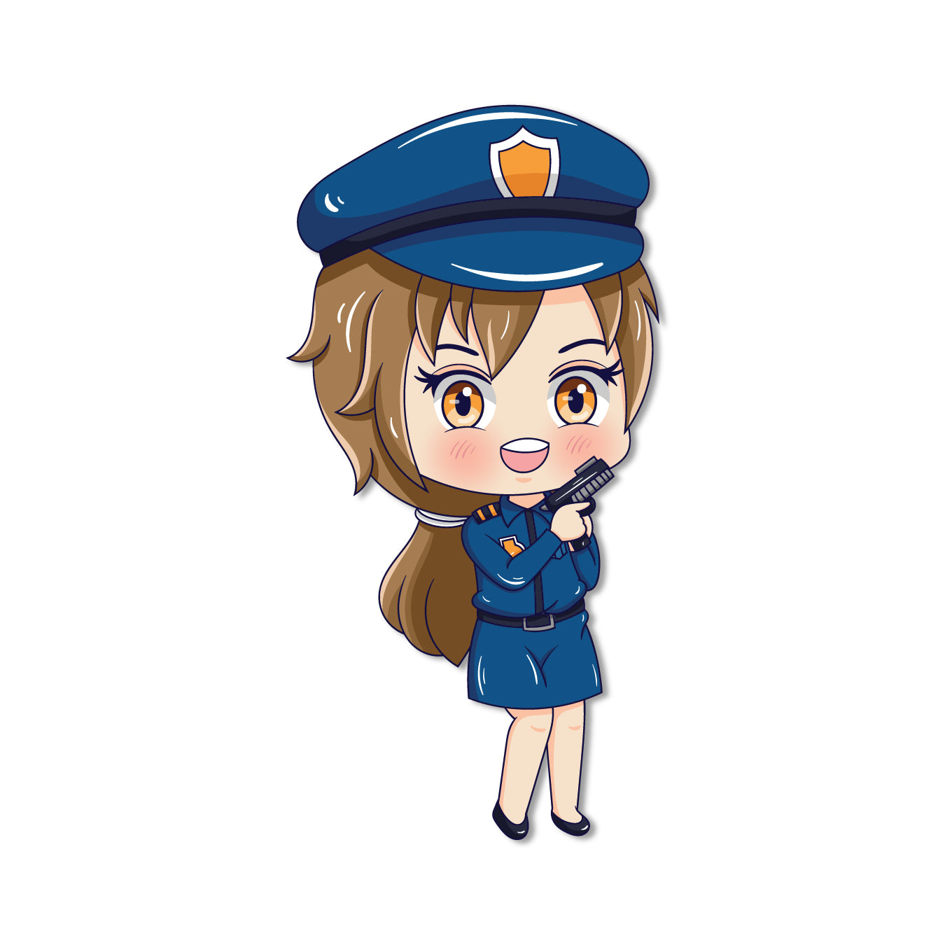 Strong female police officer magnet