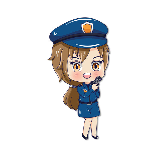 Policewoman Wooden Fridge Magnet