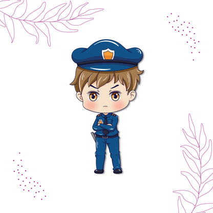 Police man fridge magnet in uniform