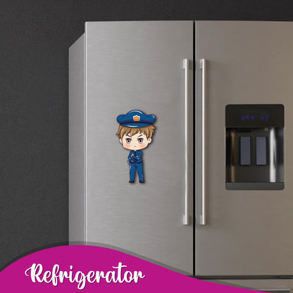 Brave police officer character magnet