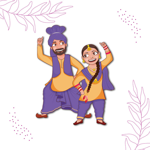 Punjabi Couple Wooden Fridge Magnet