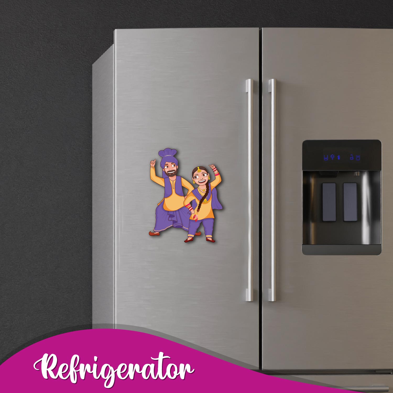 Cute couple gift idea â€“ punjabi couple fridge magnet for fridge decor