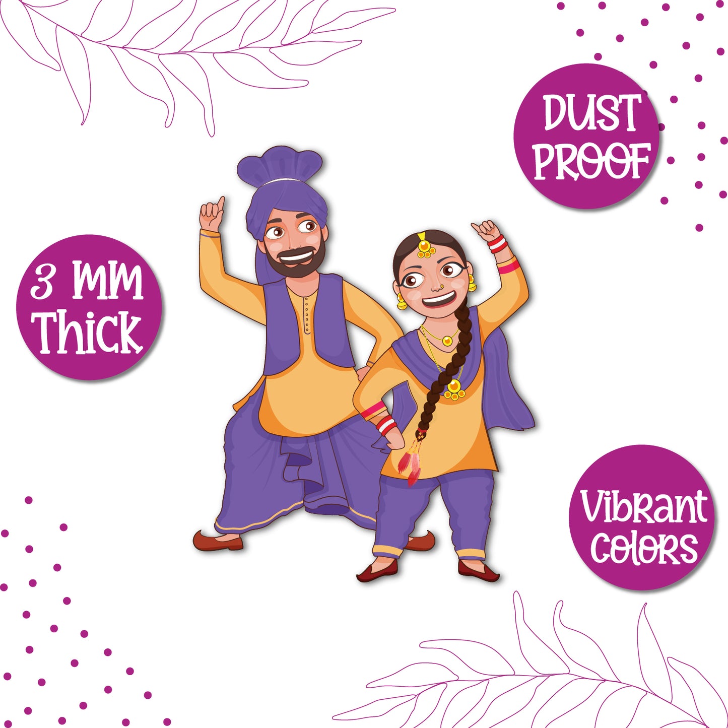 Unique love themed punjabi couple fridge magnet with premium finish