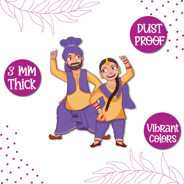 Punjabi Couple Wooden Fridge Magnet