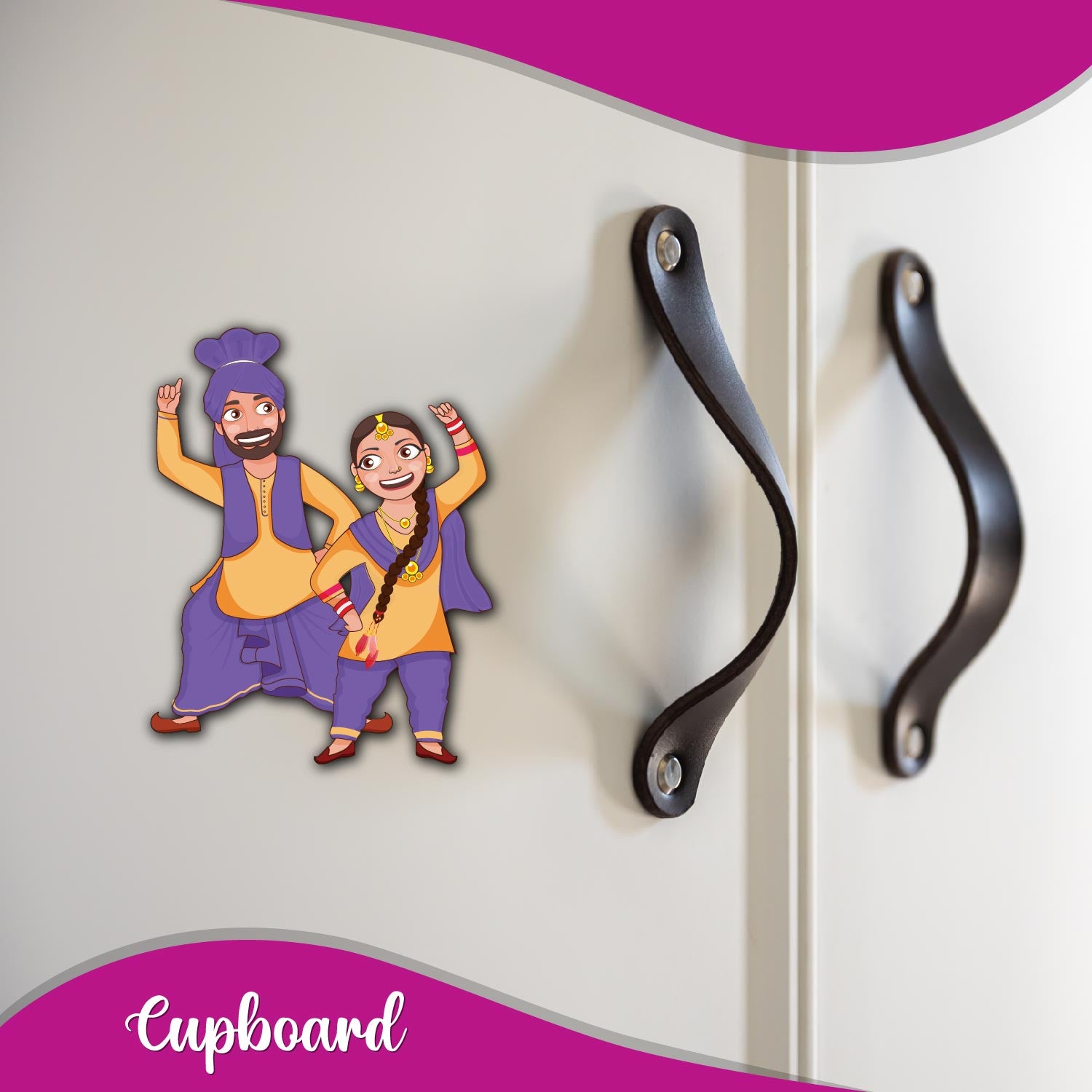 Locally crafted punjabi couple fridge magnet perfect for couples