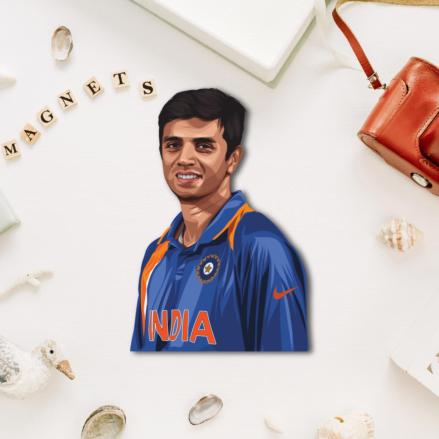 Rahul Dravid Wooden Fridge Magnet