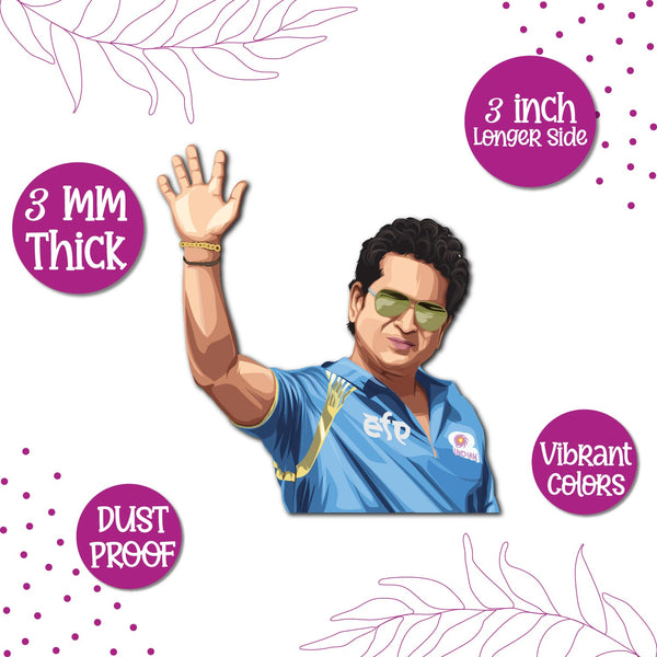 Sachin Tendulkar Wooden Fridge Magnet