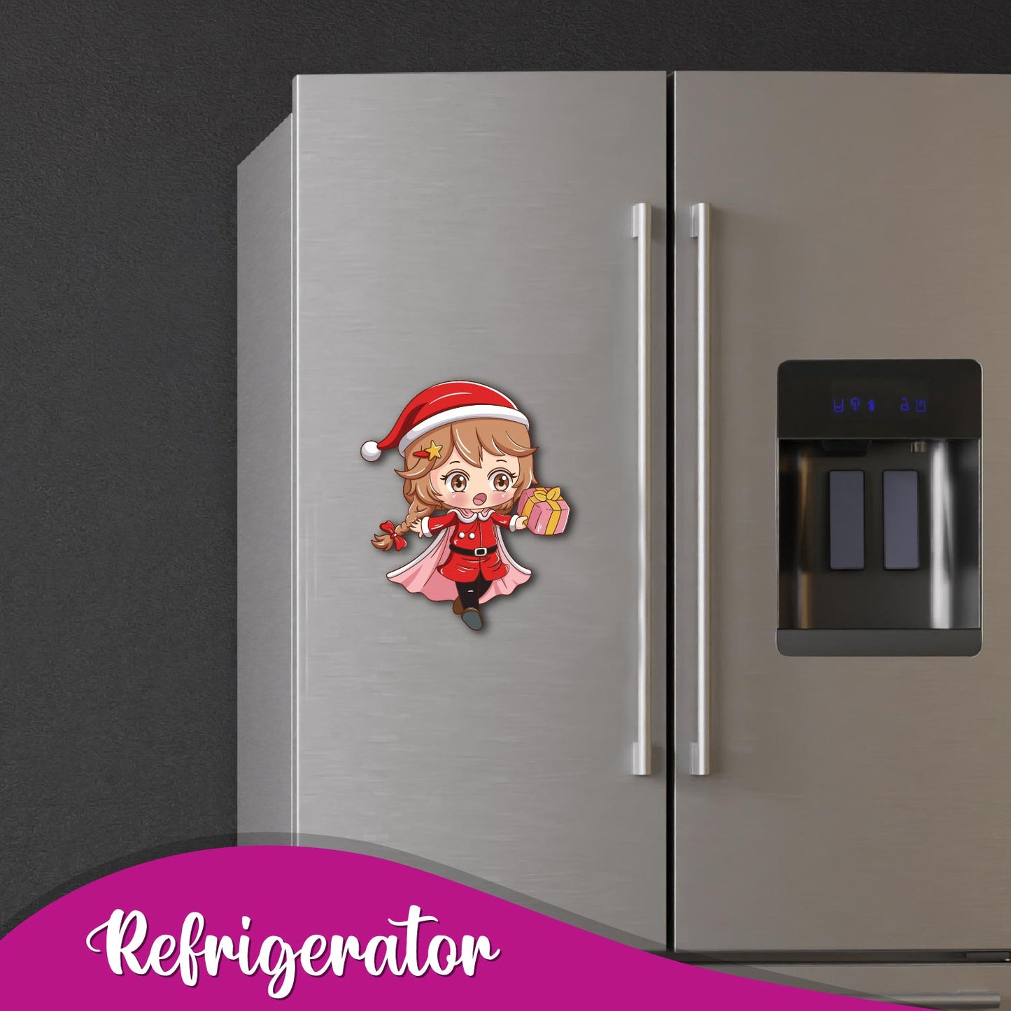 Santa Girl Wooden Fridge Magnet