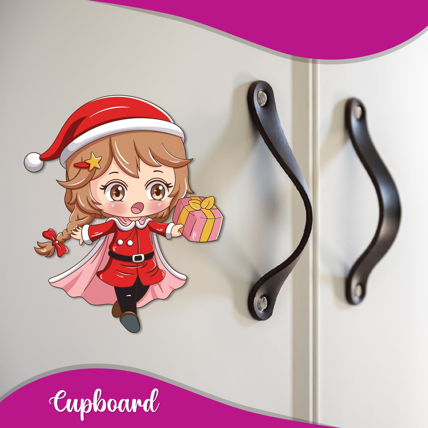 Santa Girl Wooden Fridge Magnet