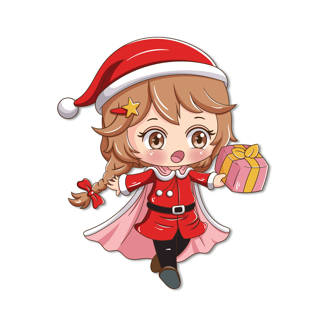 Santa Girl Wooden Fridge Magnet