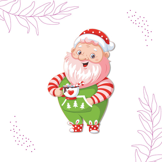 Durable laser-cut santaclause drinking sweet drink fridge magnet perfect for holiday gifts