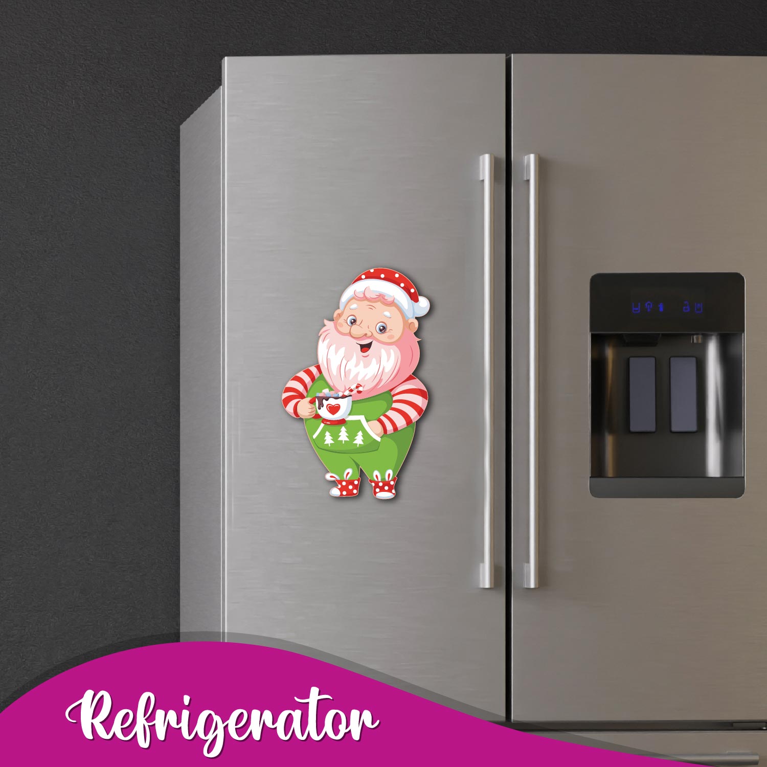 Cute and festive santaclause drinking sweet drink fridge magnet for Christmas and Easter