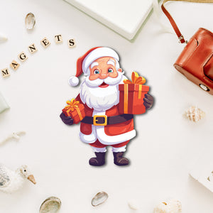 Premium wooden santa with gift fridge magnet handmade festive decor