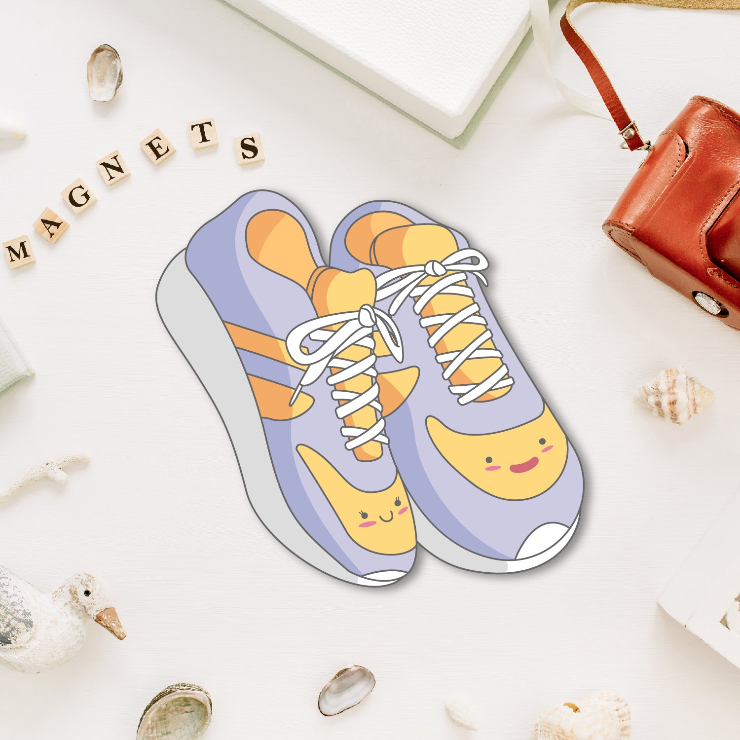 Premium wooden shoe couple fridge magnet handmade in India