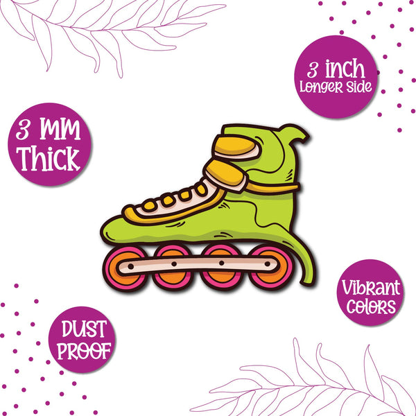 Skates Wooden Fridge Magnet