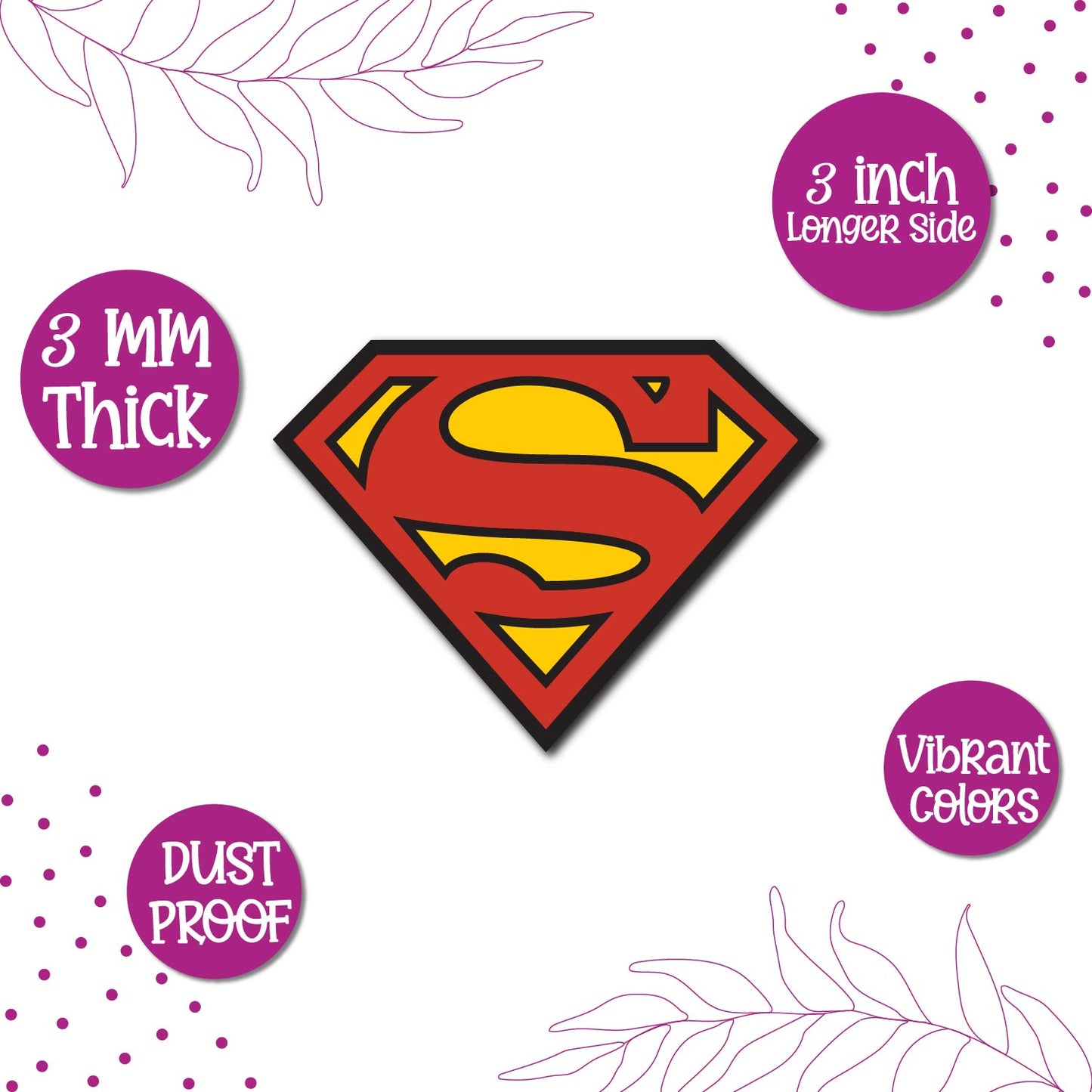 Superman logo badge on a fridge magnet. A gift for DC fans.