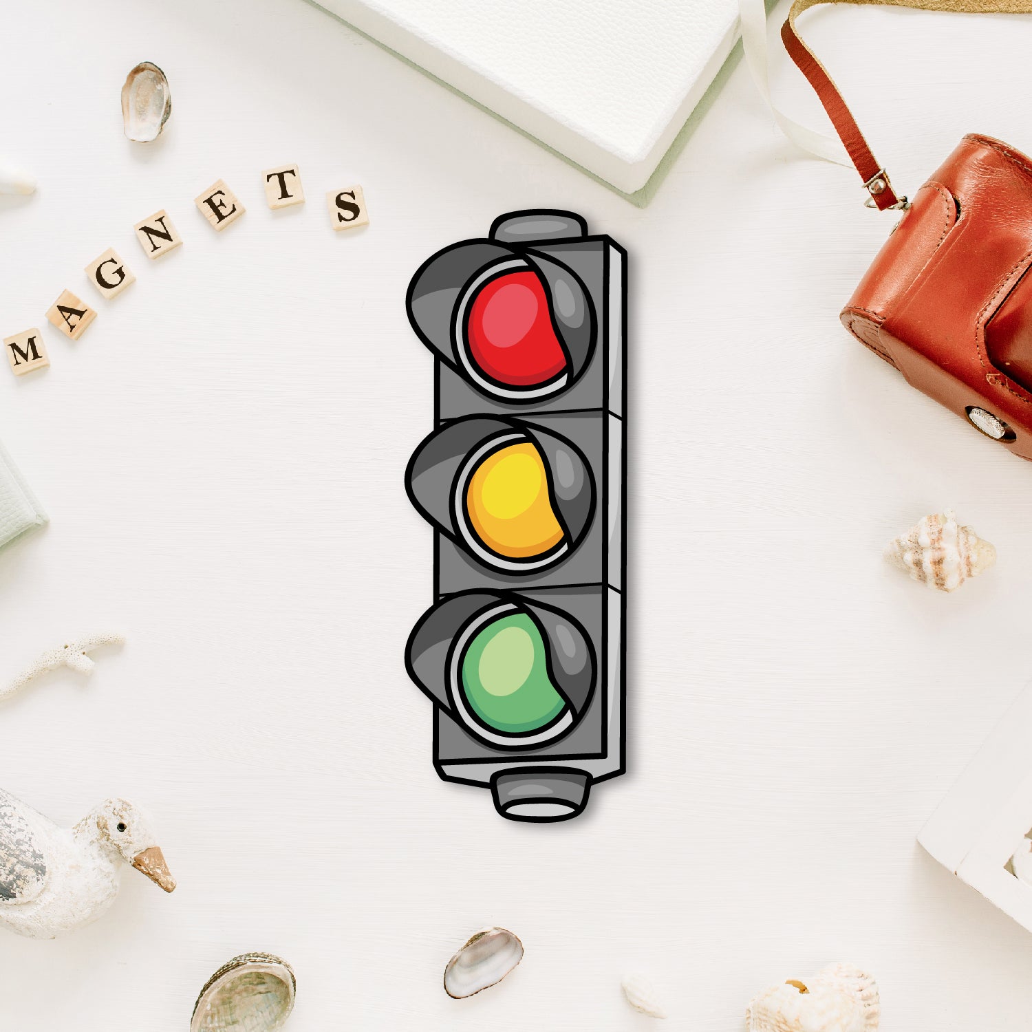 Traffic Light Wooden Fridge Magnet