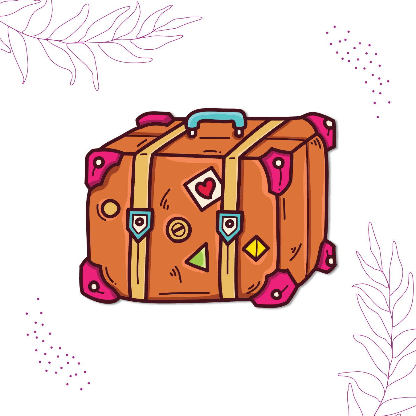 Decorative suitcase magnet for travelers.