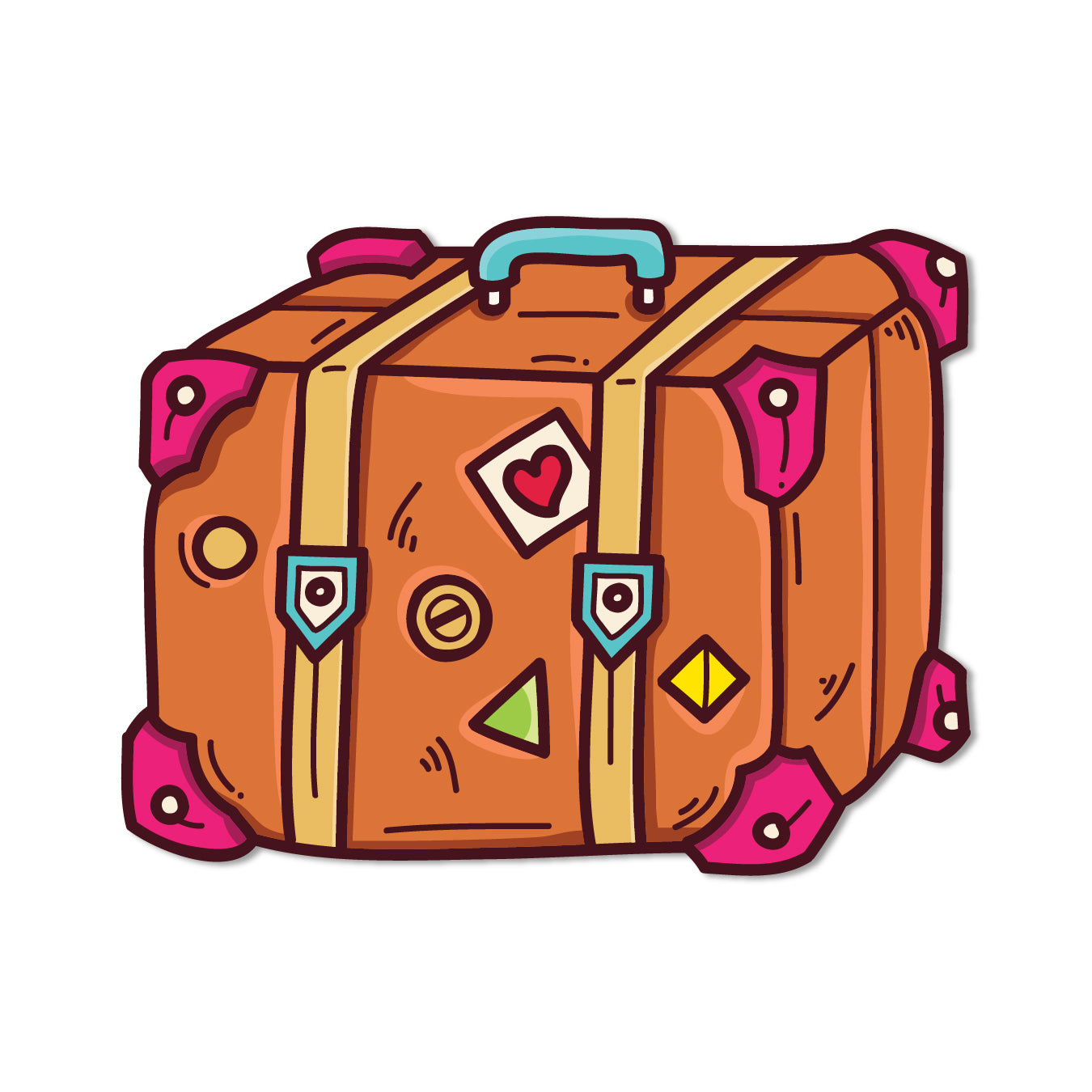 Colorful travel luggage souvenir magnet.