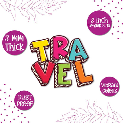A collection of travel magnets including the globe.