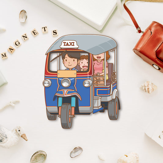 Colorful tuk-tuk fridge magnet.