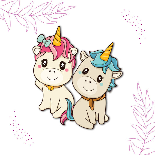 Laser-cut durable unicorn couple fridge magnet with romantic design