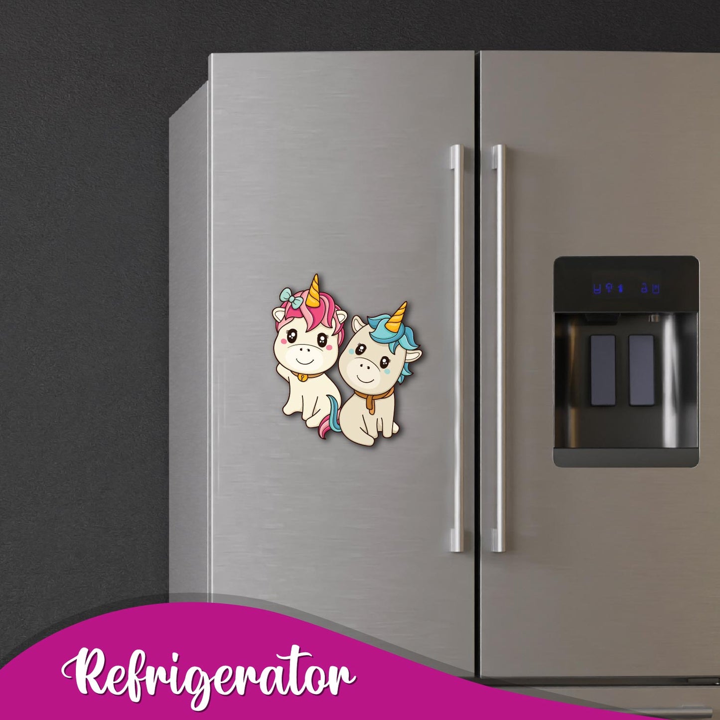 Cute couple gift idea â€“ unicorn couple fridge magnet for fridge decor