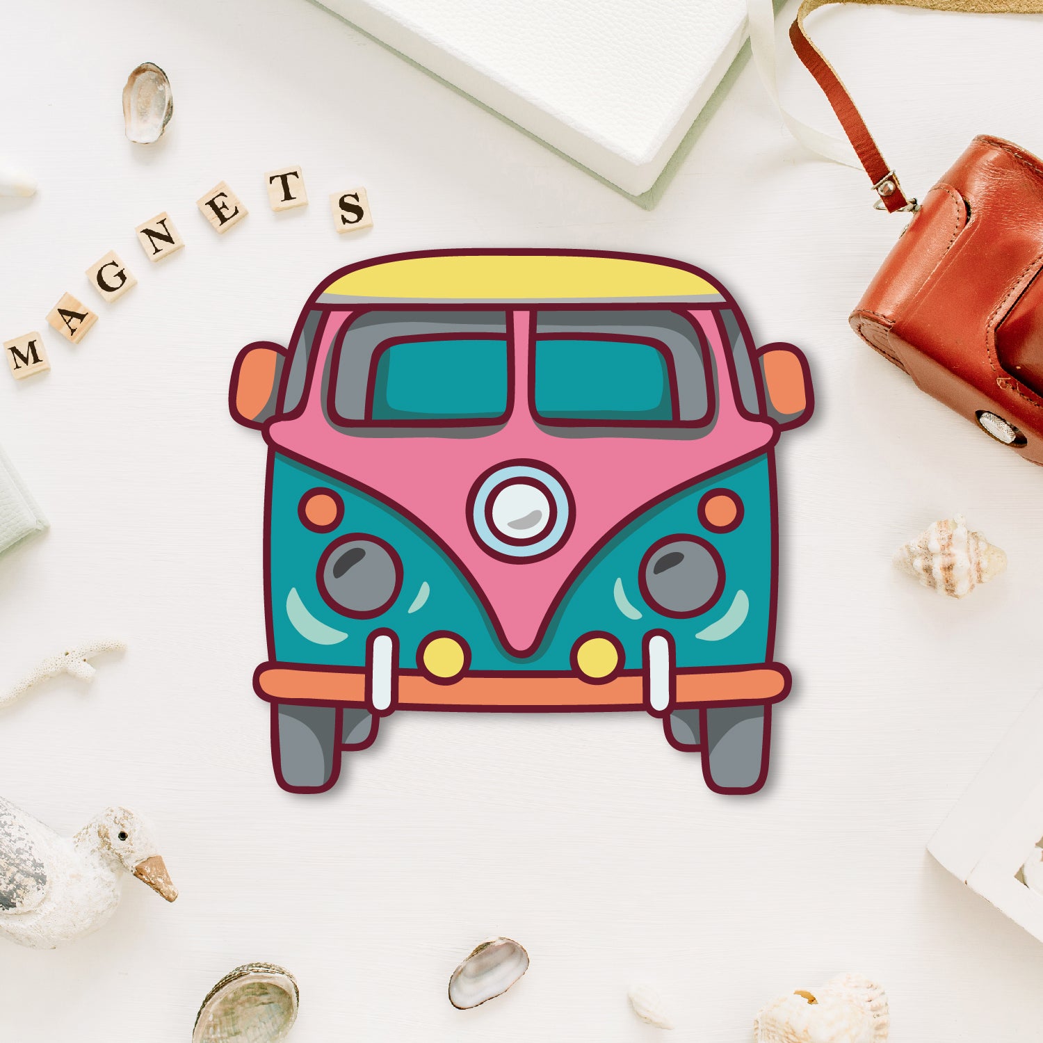 Vintage camper van fridge magnet.