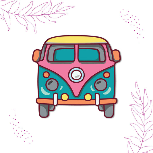 Decorative road trip-themed magnet.