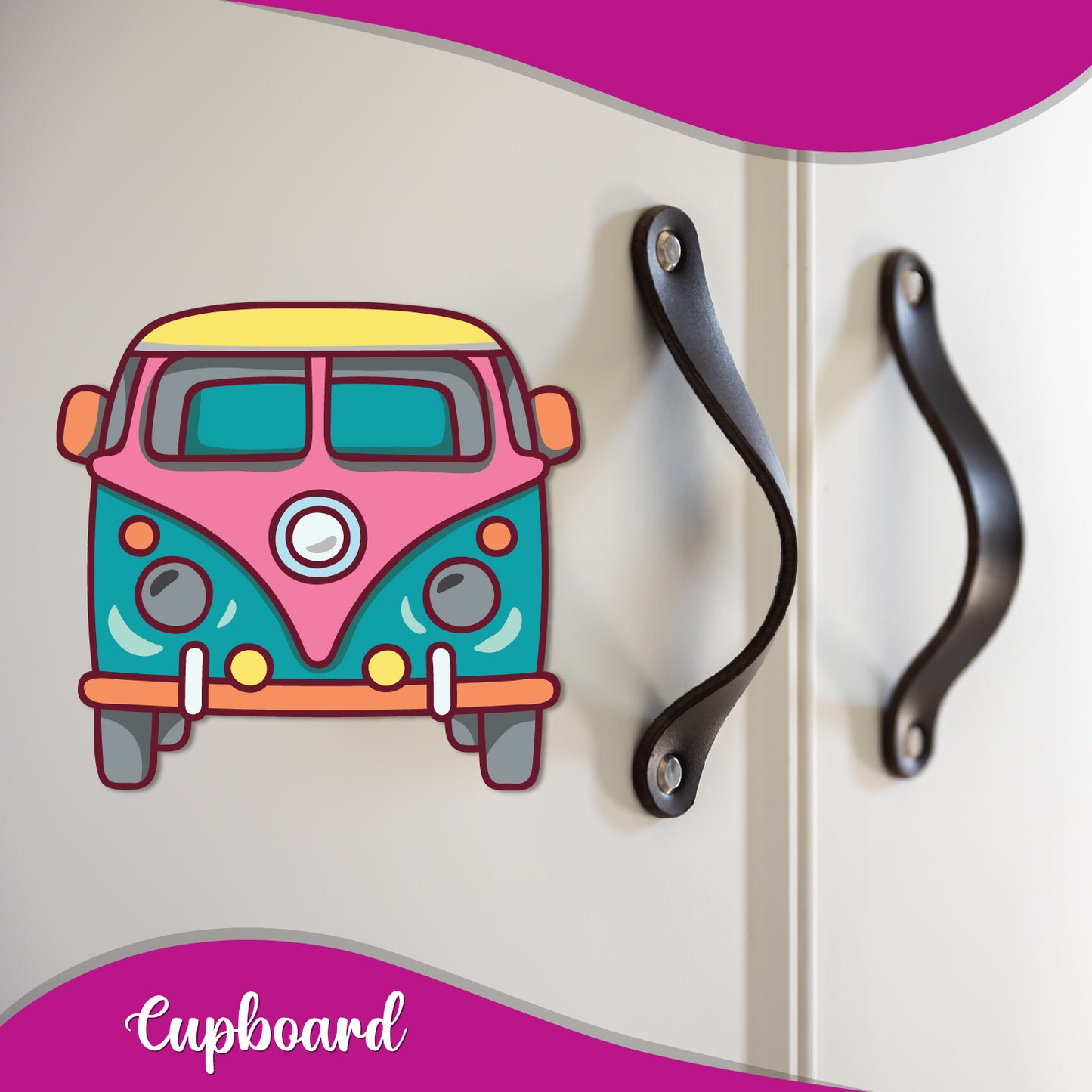 Camper van magnet for a traveler's fridge.
