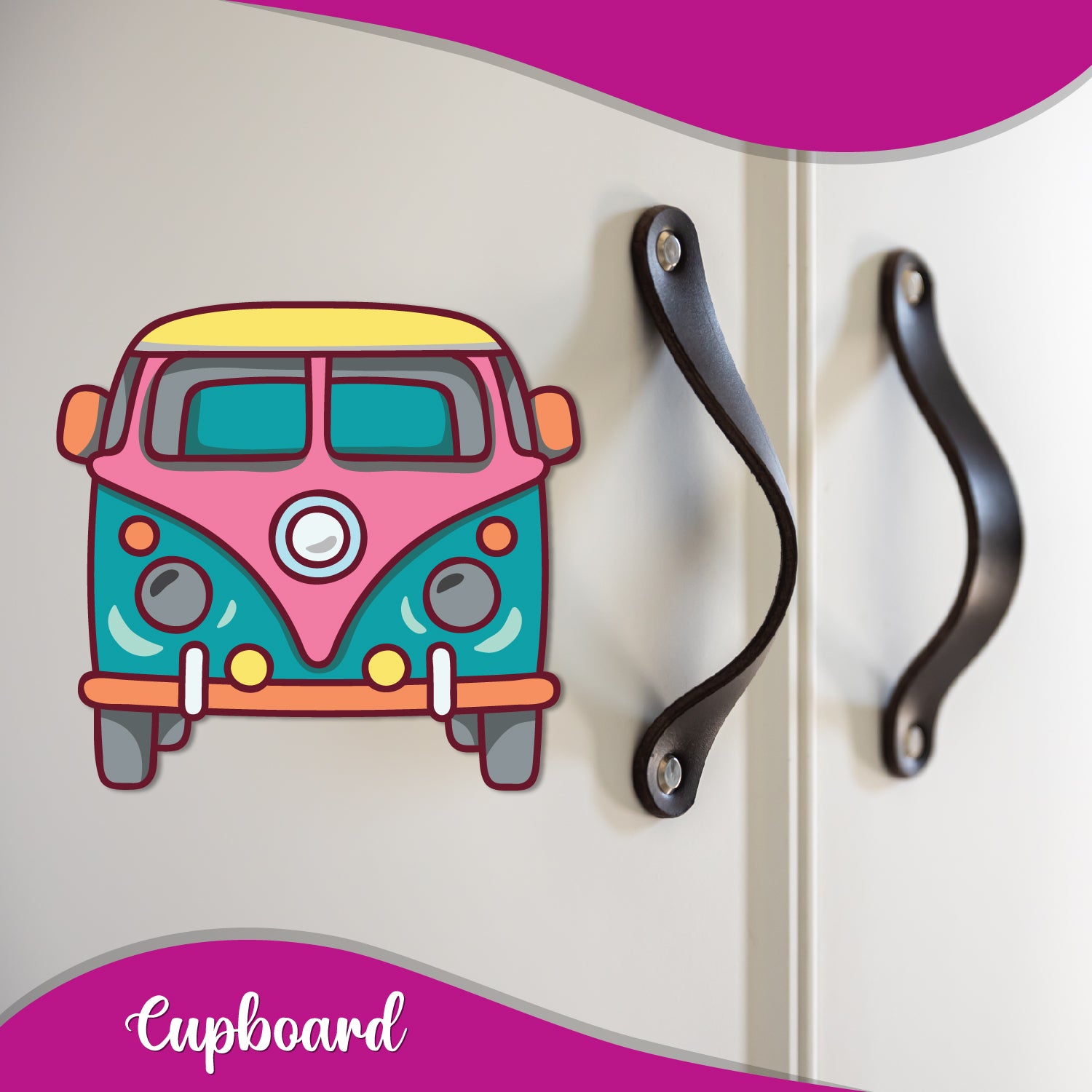 Camper van magnet for a traveler's fridge.