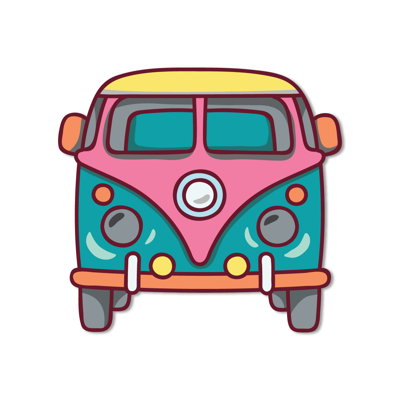Adventure-themed van magnet.