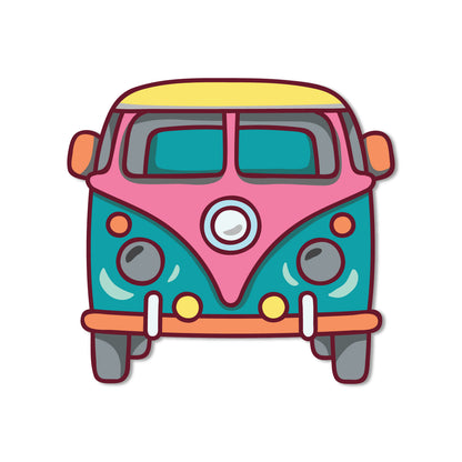 Adventure-themed van magnet.