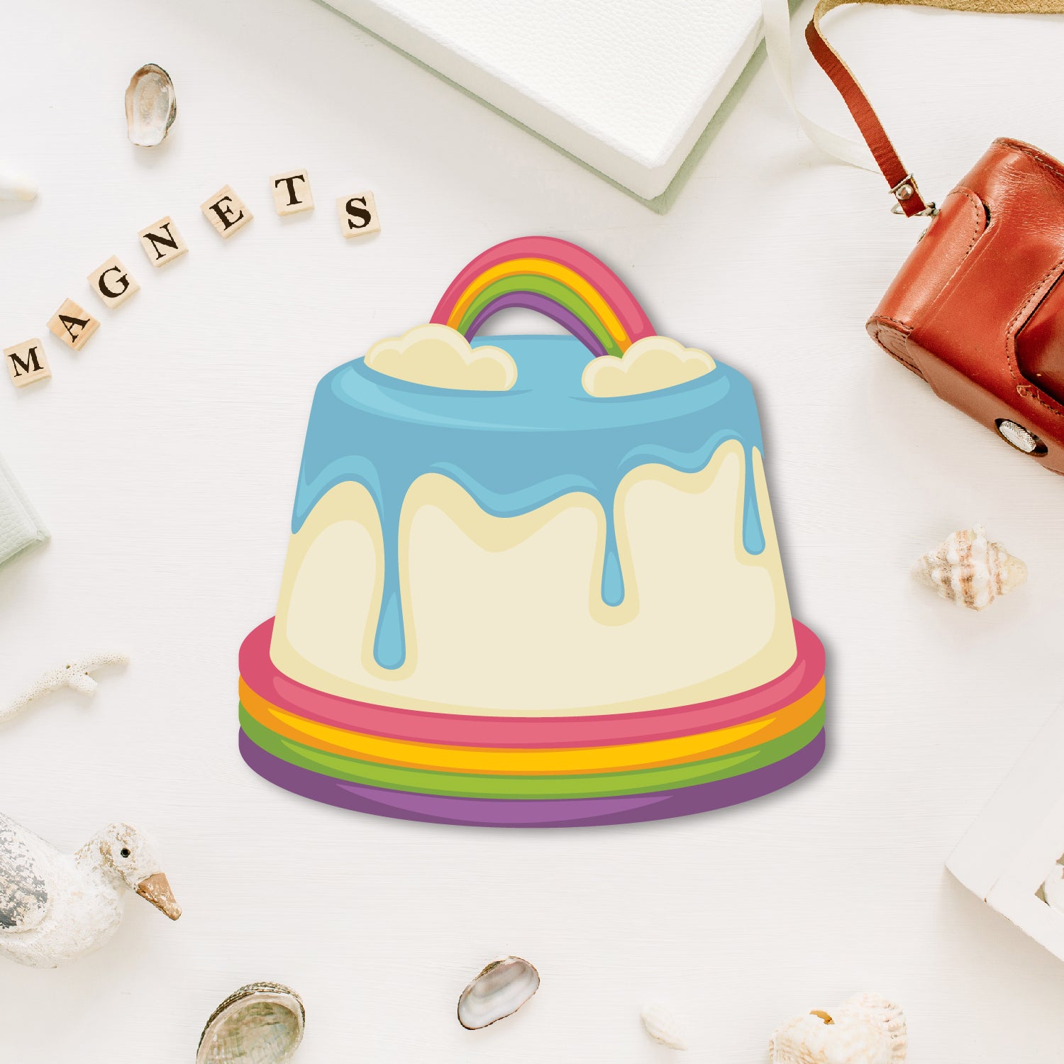 Vanilla Cake Wooden Fridge Magnet