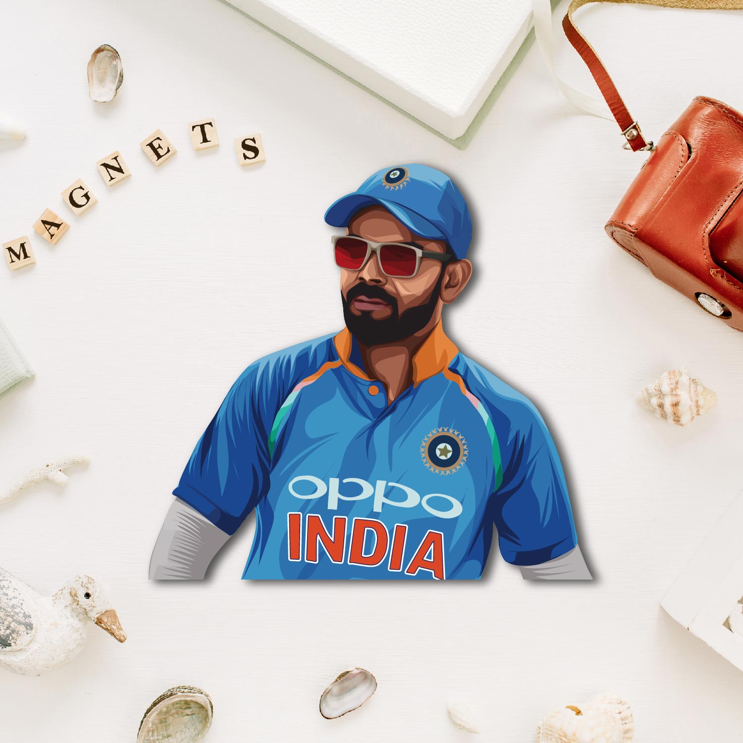 Virat Kohli Wooden Fridge Magnet