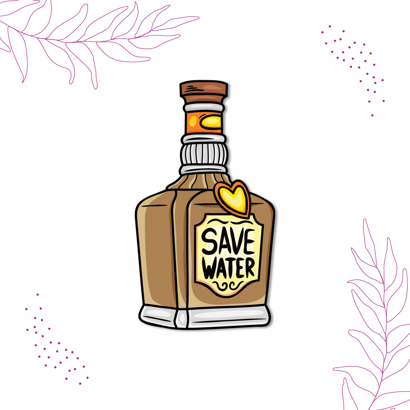 Close-up of a detailed whiskey bottle magnet.