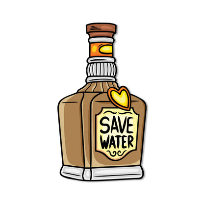 A creative alcohol-themed magnet for a refrigerator.