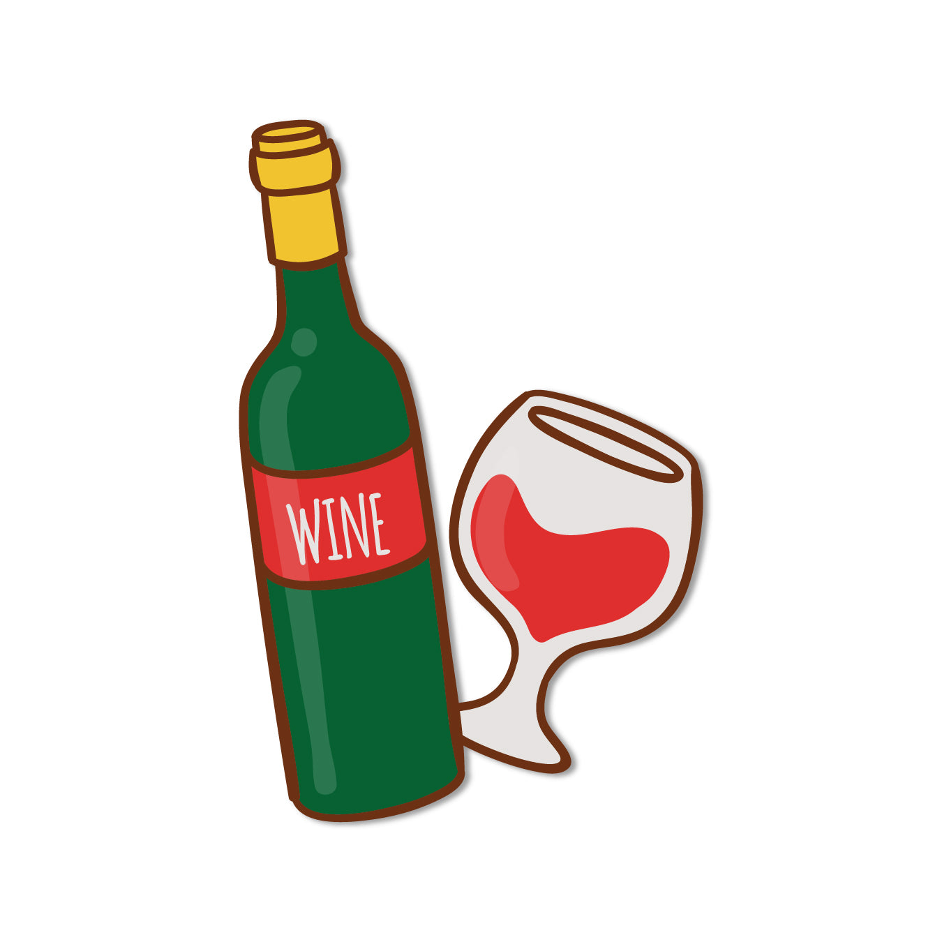 Wine Bottle with Glass Wooden Fridge Magnet