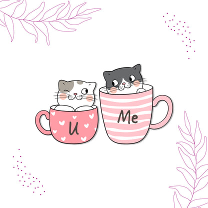 Laser-cut durable you and me fridge magnet with romantic design