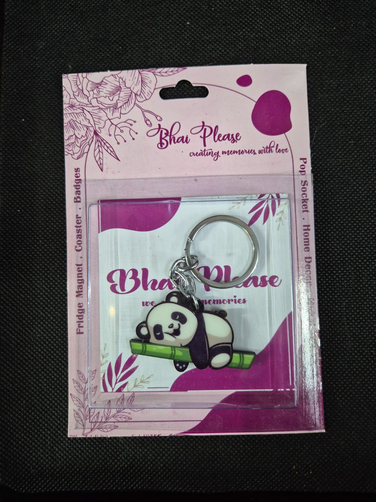 Sleeping Panda Wooden Keychain