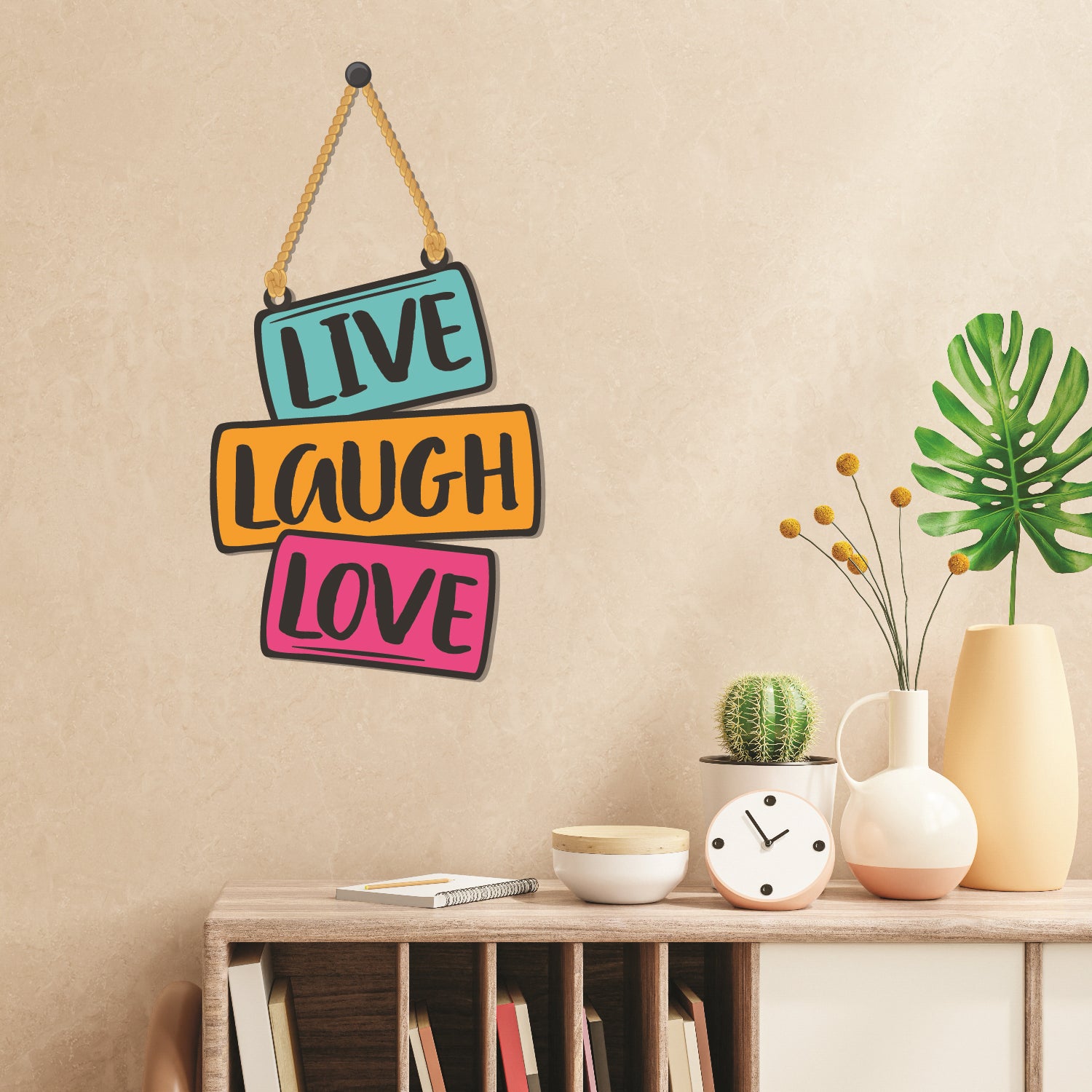 Live Laugh Love Wooden Wall Hanging - Decor