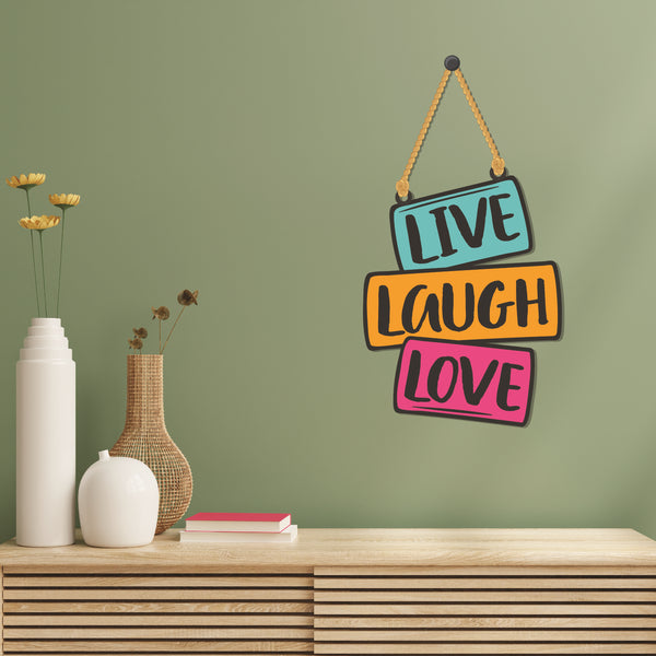 Live Laugh Love Wooden Wall Hanging - Decor
