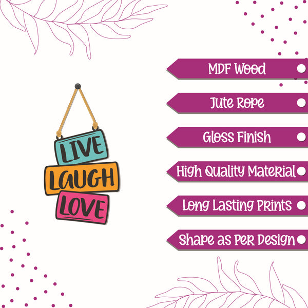 Live Laugh Love Wooden Wall Hanging - Decor